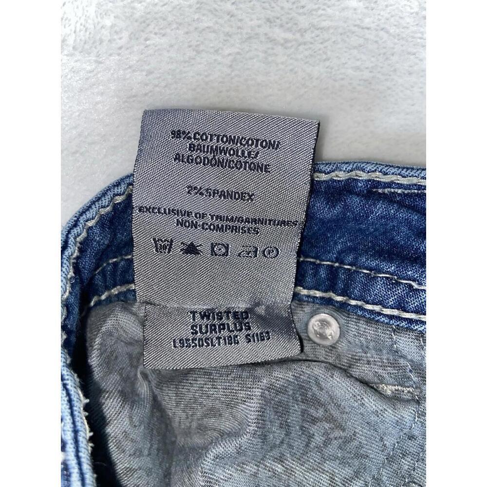 Silver Womens Twisted Surplus Boot Leg Jeans Blue Stretch Whiskered Denim 34x28 - Picture 14 of 14